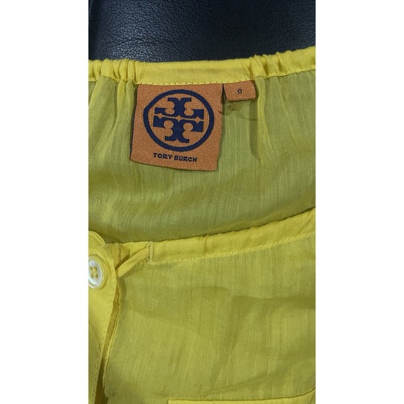 Tory Burch Blouse Womens Size 0 Yellow Designer Top Lightweight Casual Chic - Picture 4 of 5
